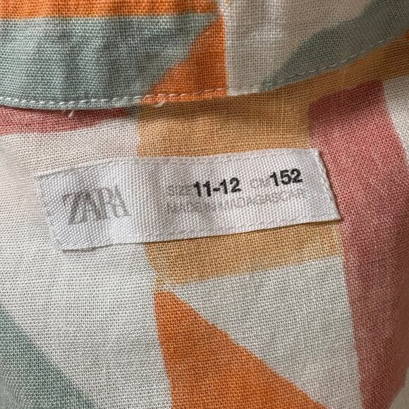 Zara Colorful Women's Short Sleeve Button Front Top Size 11-12 - Picture 4 of 5